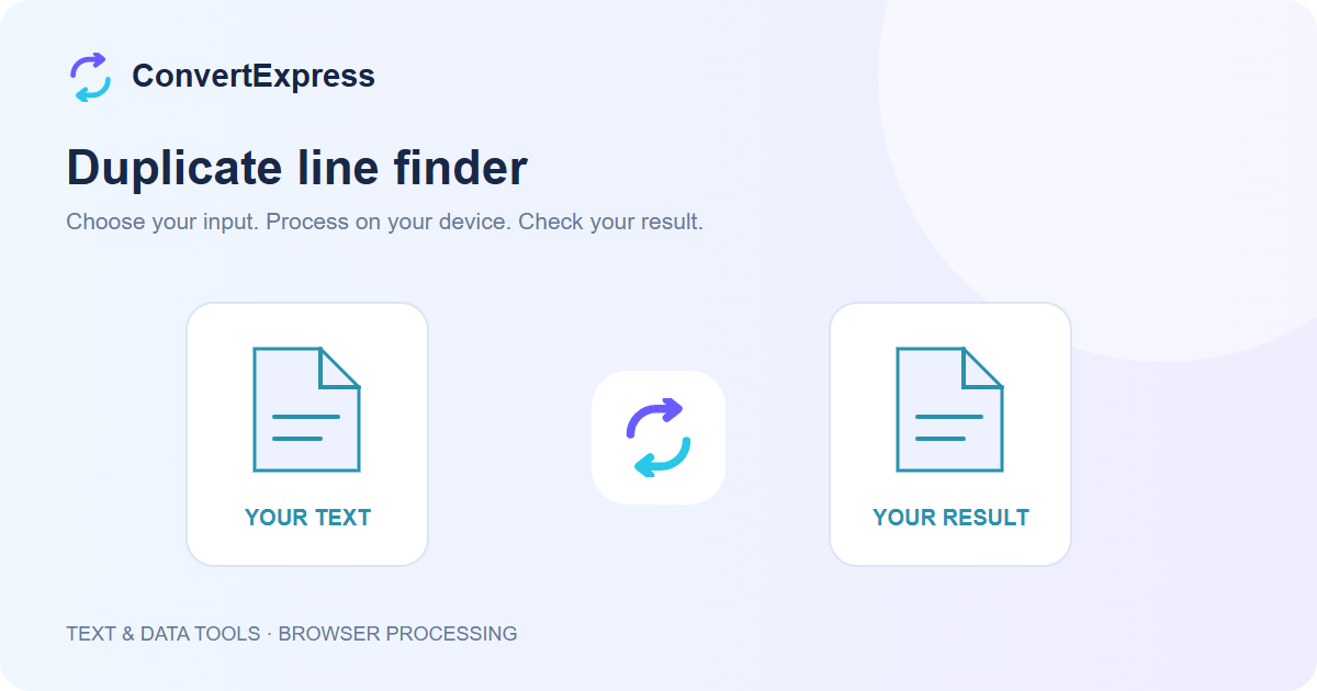 Duplicate line finder illustration showing a source file and a separate result