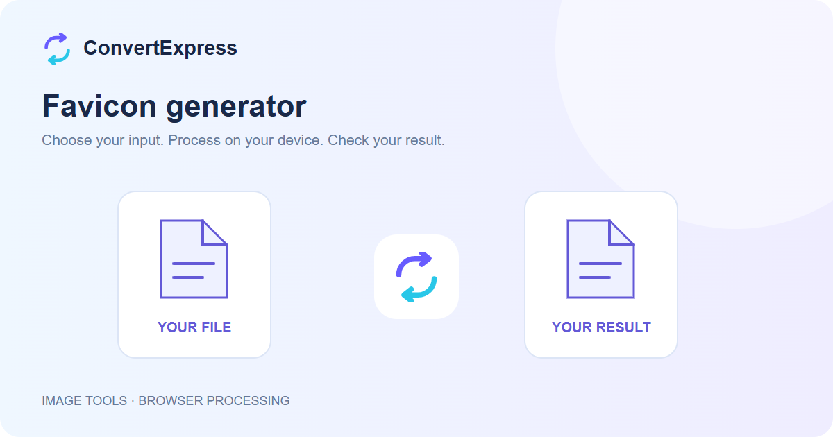 Favicon generator illustration showing a source file and a separate result