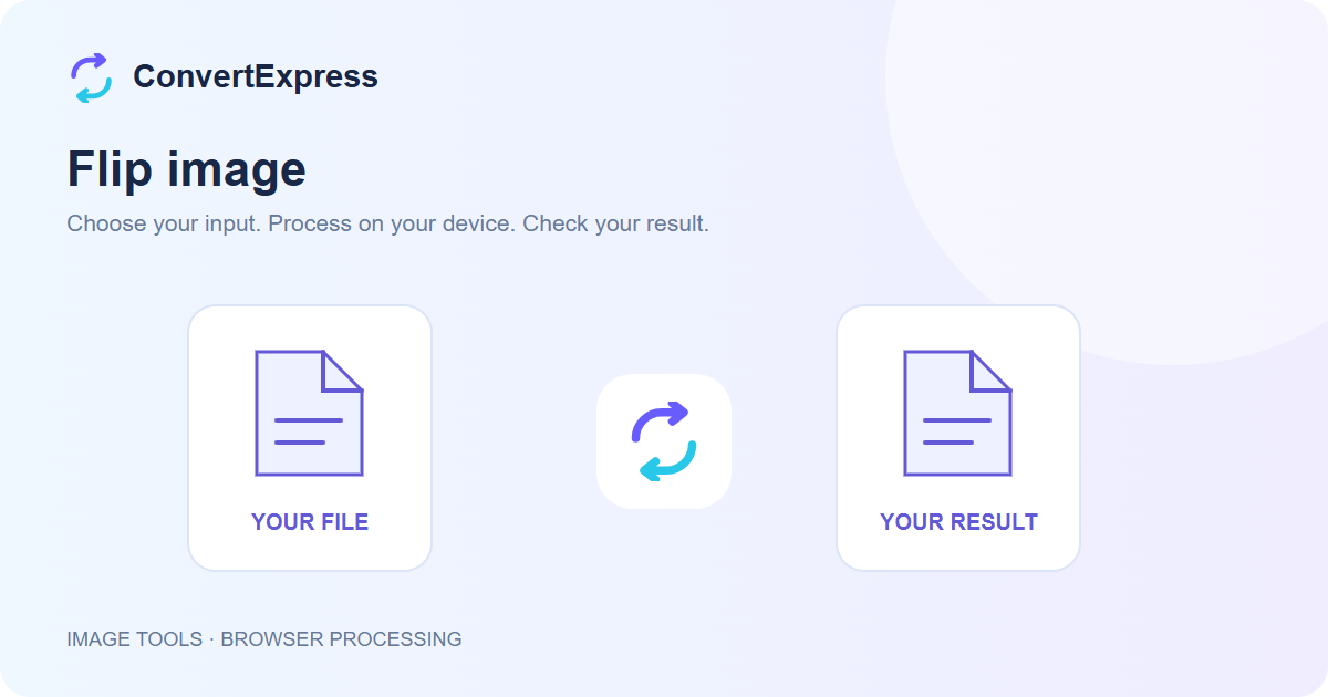 Flip image illustration showing a source file and a separate result