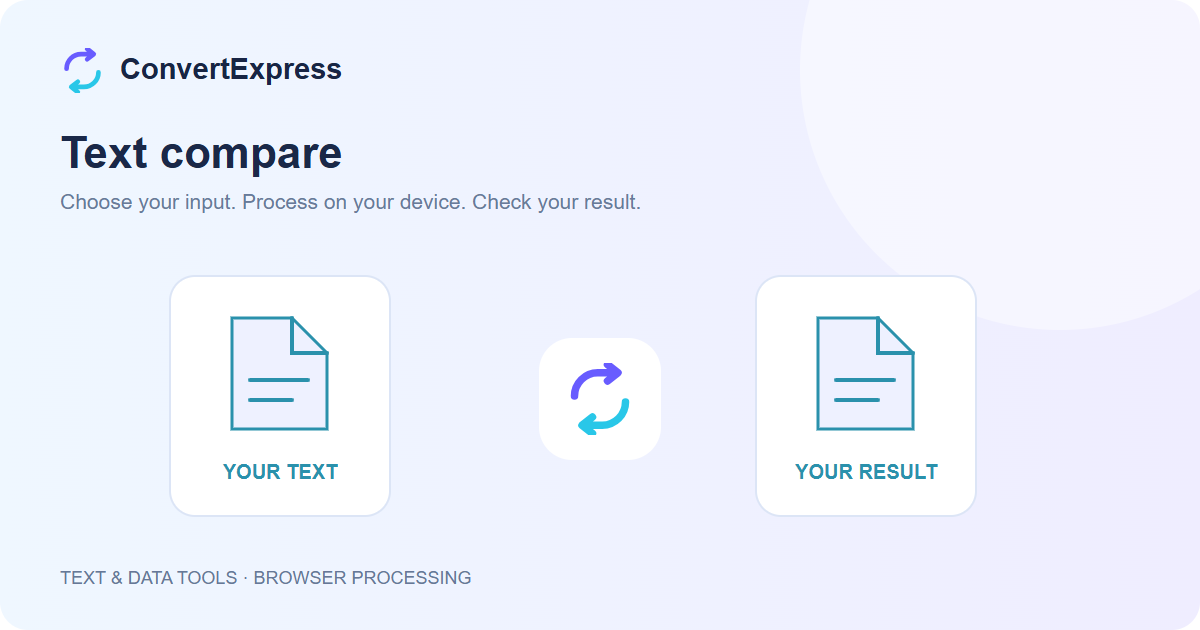 Text compare illustration showing a source file and a separate result
